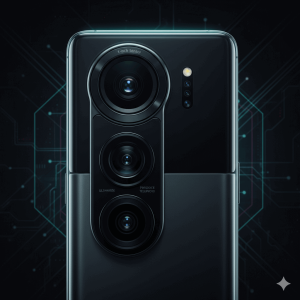 High-resolution close-up of the Oppo Find X9 Pro's triple-lens camera array, highlighting the sensor size