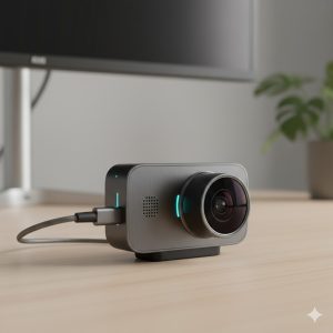 Advanced 4K webcam on professional desk setup