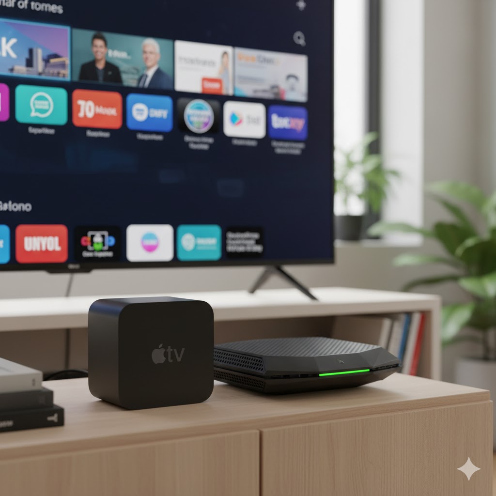 Apple-TV-4K-vs.-NVIDIA-Shield-Pro-side-by-side-design-comparison-for-high-end-streaming