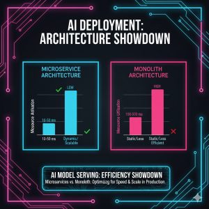 The True Cost of AI Performance: Monolith vs. Microservice Architecture for Your Home Server & Data 3 Comparison of model serving latency and resource utilization between Microservice and Monolith Architecture for AI Deployment