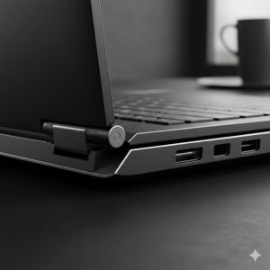 Detailed view of the HP Spectre x360 14 360-degree hinge durability and CNC-machined aluminum chassis