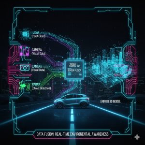 The Dual Evolution: Next-Gen Autonomous Vehicle Batteries and Lidar and Sensor Fusion 3 Diagram illustrating Lidar and Sensor Fusion methods, emphasizing raw data integration for robust perception