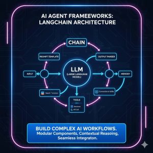 The State of AI Agent Frameworks (Pillar Guide): LangChain, AutoGen, and Future Ecosystems 2 Diagram showing the Chain architecture of LangChain for AI Agent Frameworks