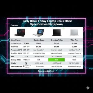 Early Black Friday Laptop Deals 2025 Value - Specification comparison table