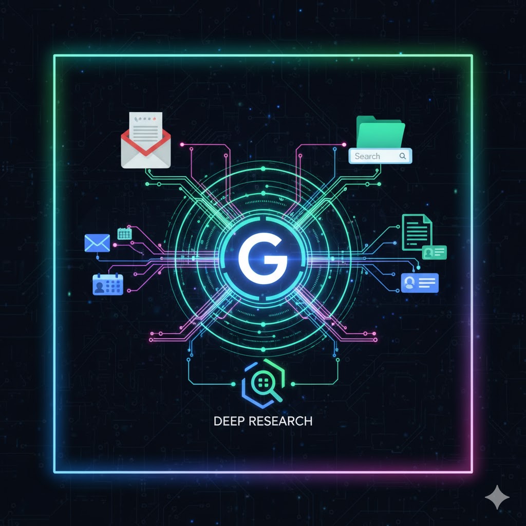 Gemini Deep Research Gmail Drive integration visualization