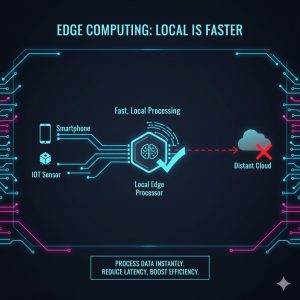 Generative AI in Edge Computing architecture diagram showing data processing on a mobile device