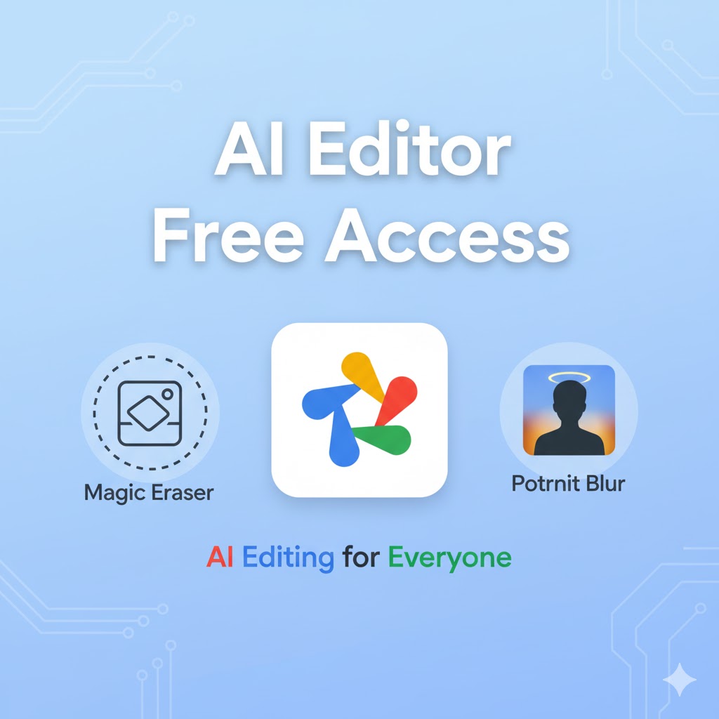 Google Photos AI Editor Free - Announcement graphic for the new free access policy
