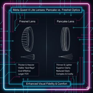 Meta Quest 4 Lite Lenses - Comparison showing the difference between Pancake and Fresnel optics