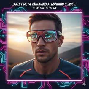 Oakley Meta Vanguard AI Running Glasses - Runner wearing the smart glasses with holographic display 