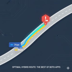 Optimal hybrid navigation path graphic