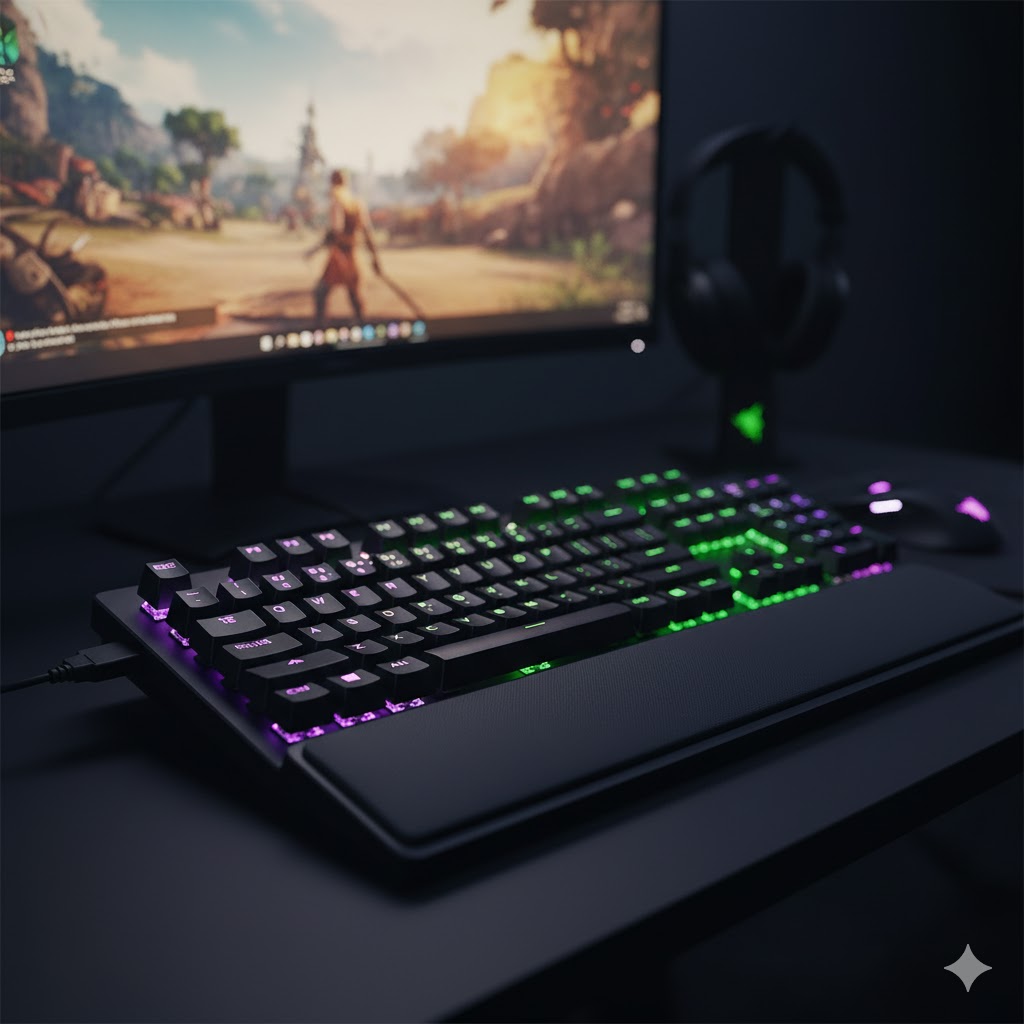 Razer Huntsman V4 Pro Review highlighting its wireless gaming setup and detachable wrist rest