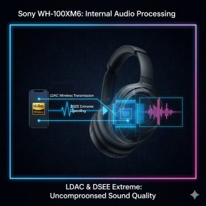 Sony WH-1000XM6 Review: The ANC King Returns, But Is It Comfortable? 3 Sony WH-1000XM6 Review of internal audio processing- showing LDAC wireless transmission and DSEE Extreme upscaling