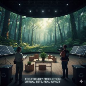Sustainable virtual production film set with LED walls