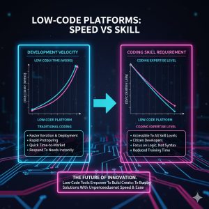 No-Code/Low-Code Platforms: Their Role in Democratizing Enterprise Application Development 3 A chart or diagram showing the exponential increase in Application Development Speed and the corresponding decrease
