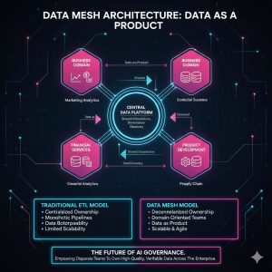 A conceptual network diagram illustrating the Data Mesh architecture
