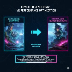 Next-Gen PC VR Headsets: Meta Quest 4 vs. HTC Vive Pro 3 Technical Deep Dive 3 A split visualization showing the effect of Foveated Rendering, where the center point of gaze is sharp and the VR Headsets periphery is blurred for performance efficiency