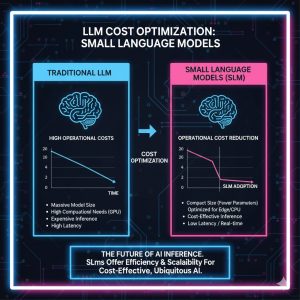 Comparative LLM Cost Optimization chart showing massive Operational Cost Reduction with Small Language Models