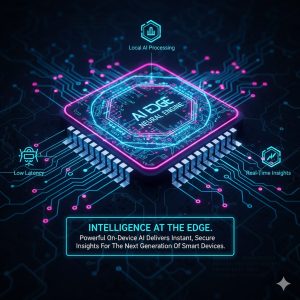 Conceptual illustration of a processor chip, possibly a Neural Engine, representing the computational power deployed at the network edge