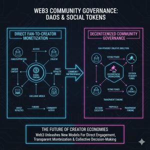 The Impact of Web3 on Content Ownership and Creator Economy: A 2026 Forecast 3 Diagram illustrating how DAOs and social tokens enable direct fan-to-creator monetization and decentralized community governance models