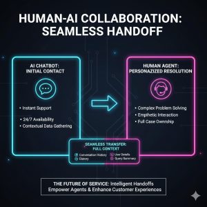 Graphic illustration of a seamless customer service handoff