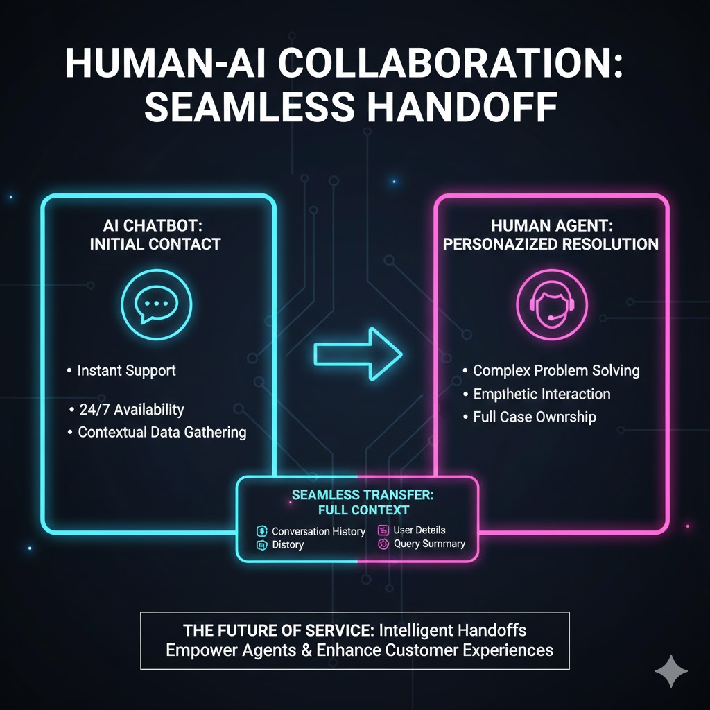 Graphic illustration of a seamless customer service handoff